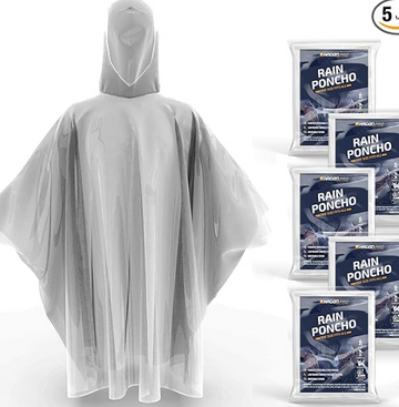 Hagon PRO Disposable Rain Ponchos for Adults (5 Pack)